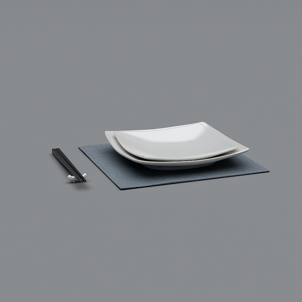 两室一厅 餐具3D模型