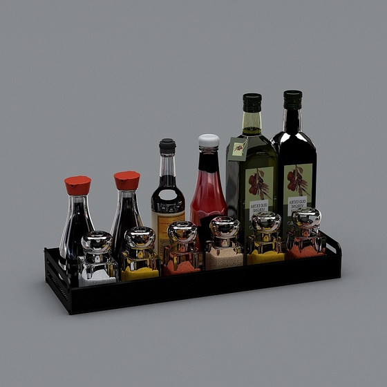 Modern Black Seasoning Bottle Rack 3D Model