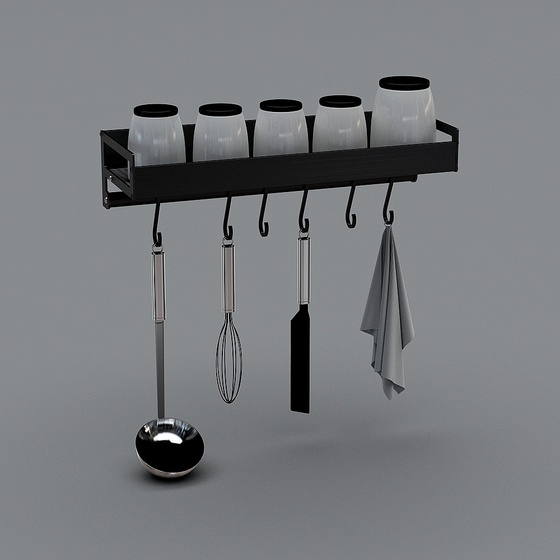 Modern Black Kitchen Accessories 3D Model for Organizing