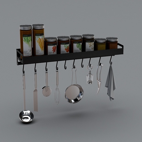 Modern Kitchen Accessories 3D Model in Black