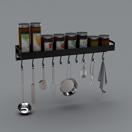 Modern Wall Spice Rack,Hang Spice Rack,Black