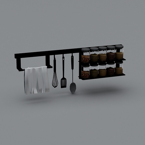 Asian Hang Spice Rack,Wall Spice Rack,Black