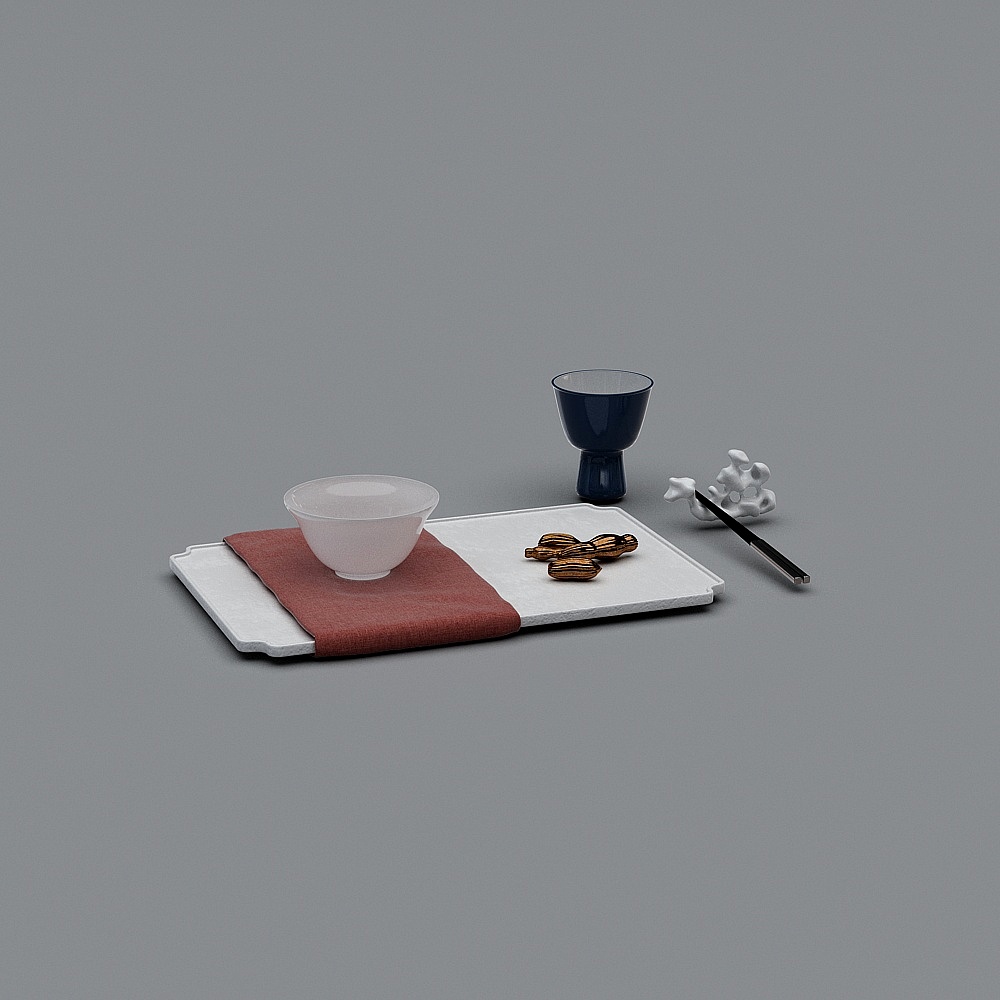 中式餐具3D模型