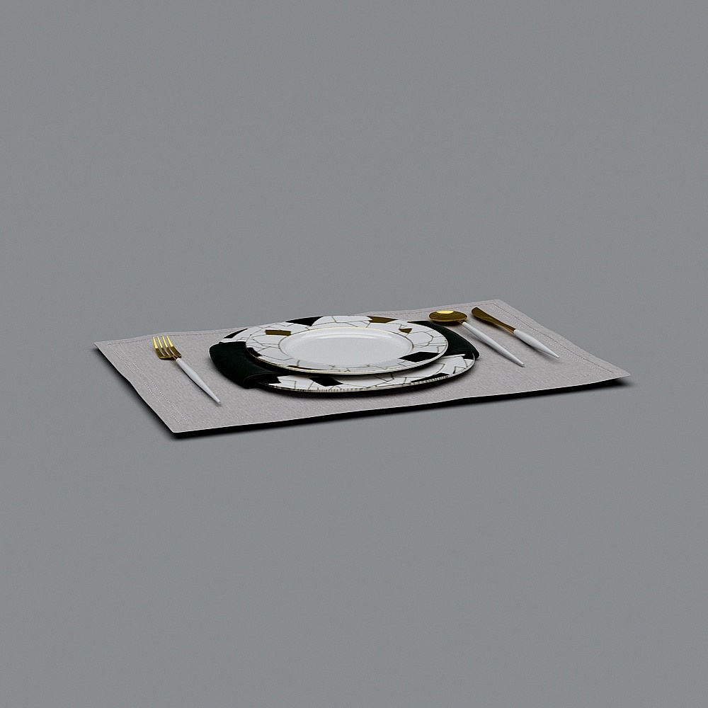 大理石餐具3D模型