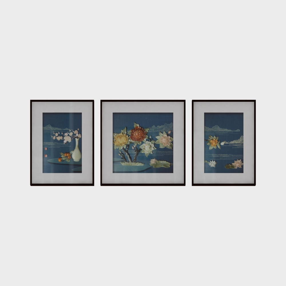  简上-新中式玉雕-客厅装饰画-四季平安3D模型