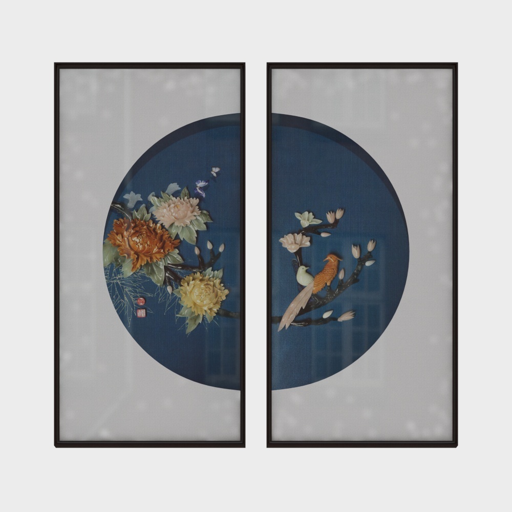 简上-新中式玉雕-玄关装饰画-玉堂富贵3D模型