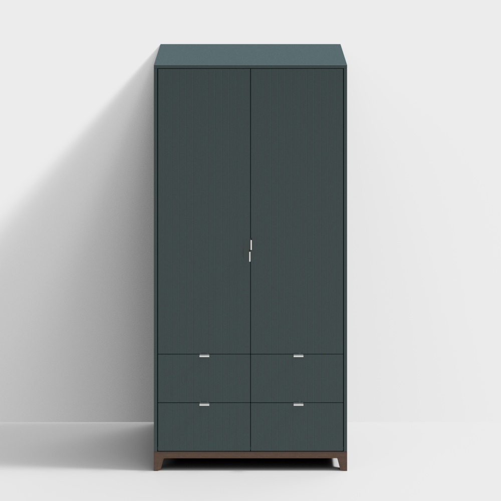 现代实木衣柜组合-13D模型