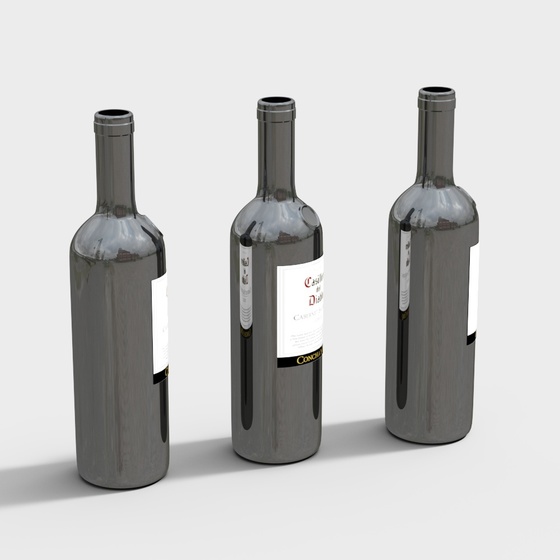 Stylish Bottle 3D Model in Gray for Beverage Display