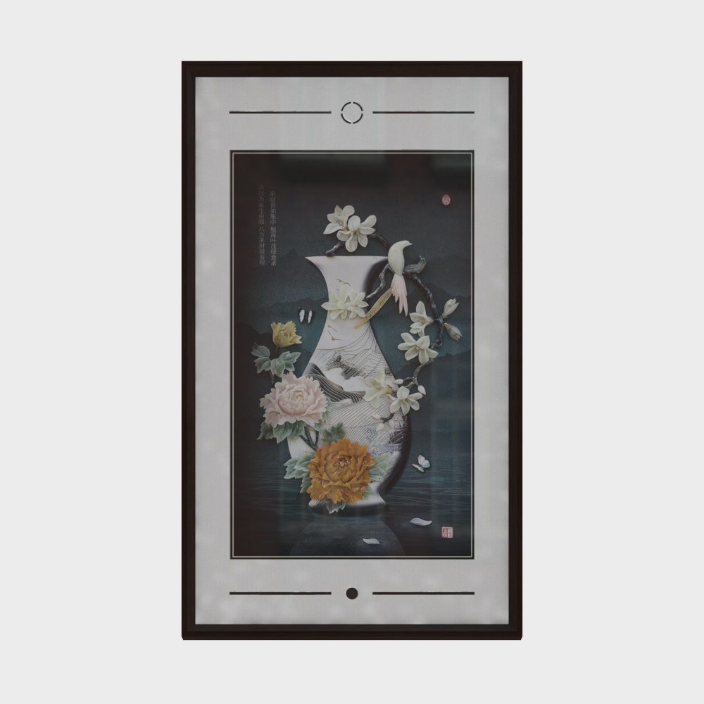 简上-新中式玉雕-玄关装饰画-富贵平安（带灯）3D模型