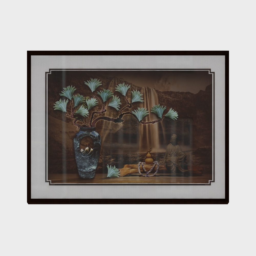 简上-新中式玉雕-餐厅装饰画-松下闻禅3D模型