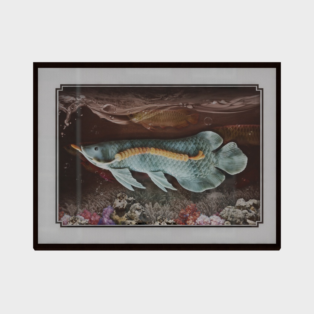 简上-新中式玉雕-餐厅装饰画-金龙鱼