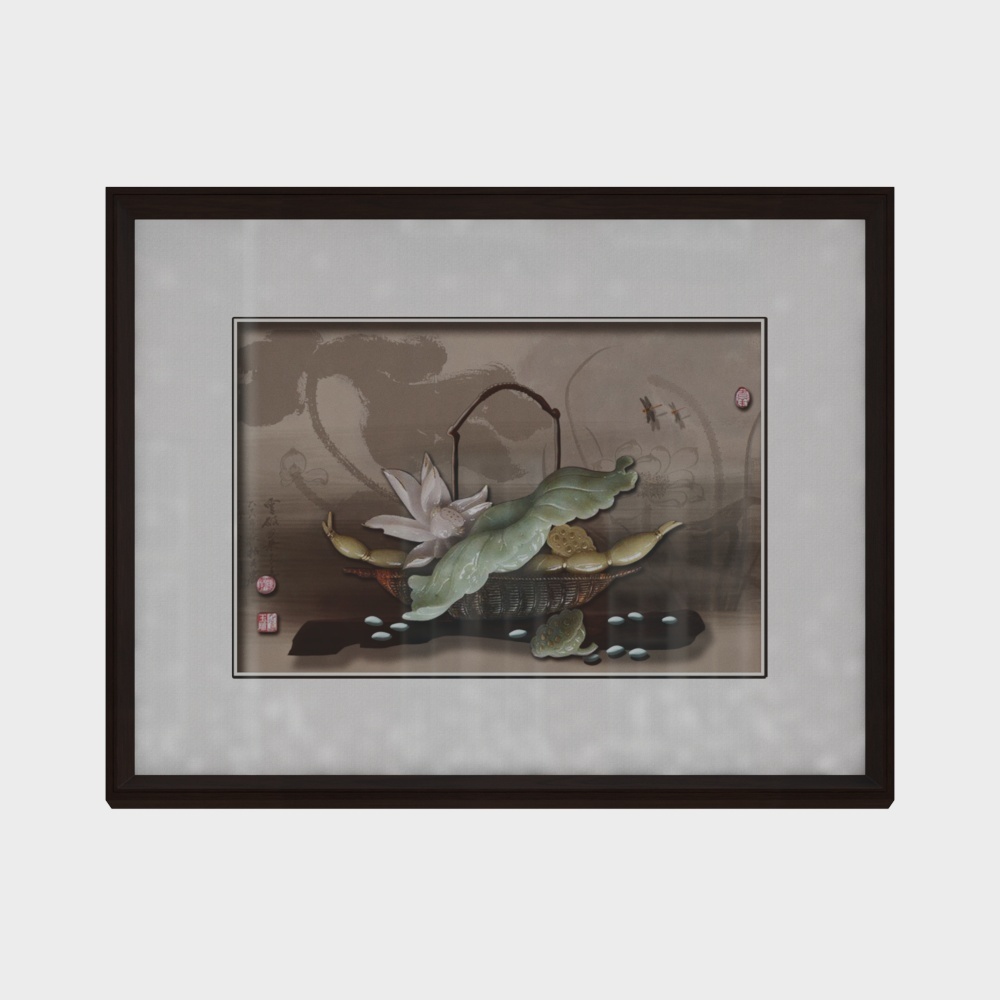 简上-新中式玉雕-餐厅装饰画-和风满堂