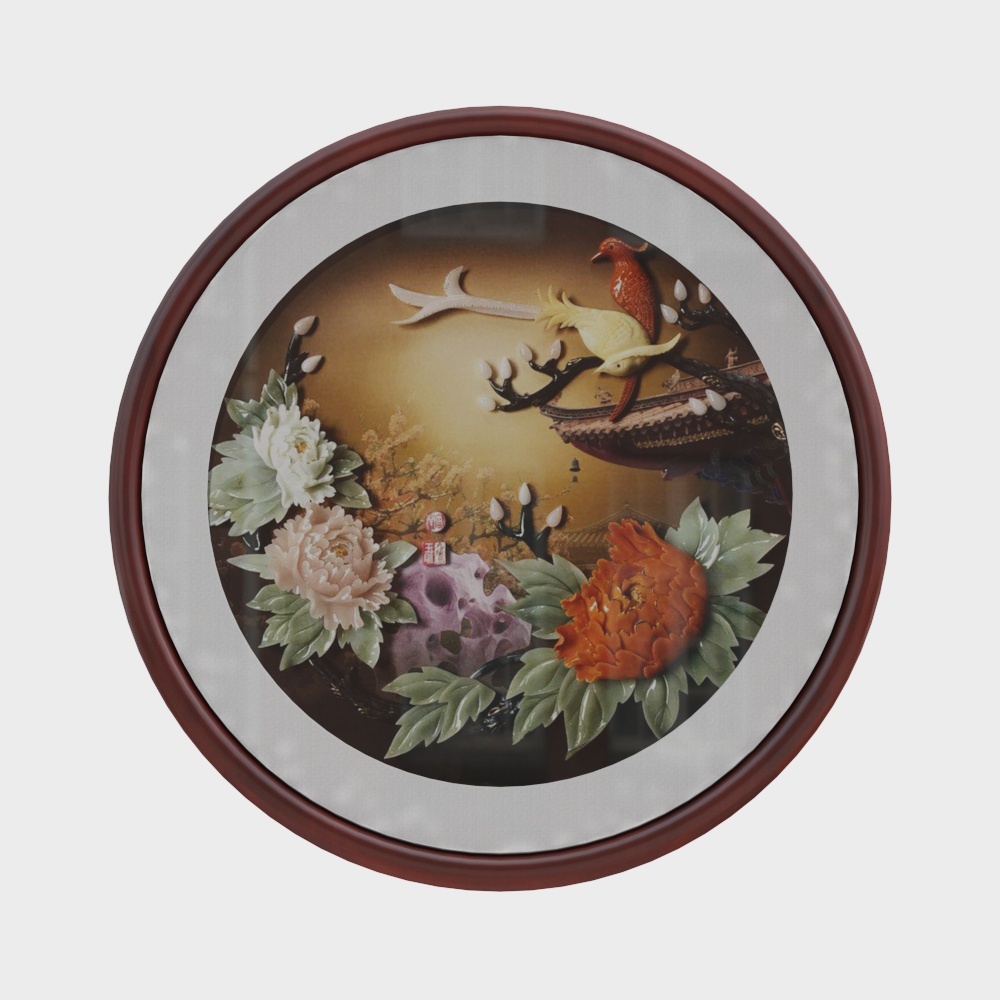 简上-新中式玉雕-玄关装饰画-富贵锦绣