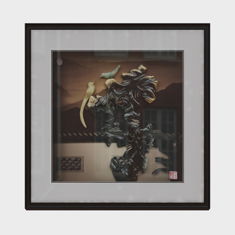 简上-新中式玉雕-玄关装饰画-石韵