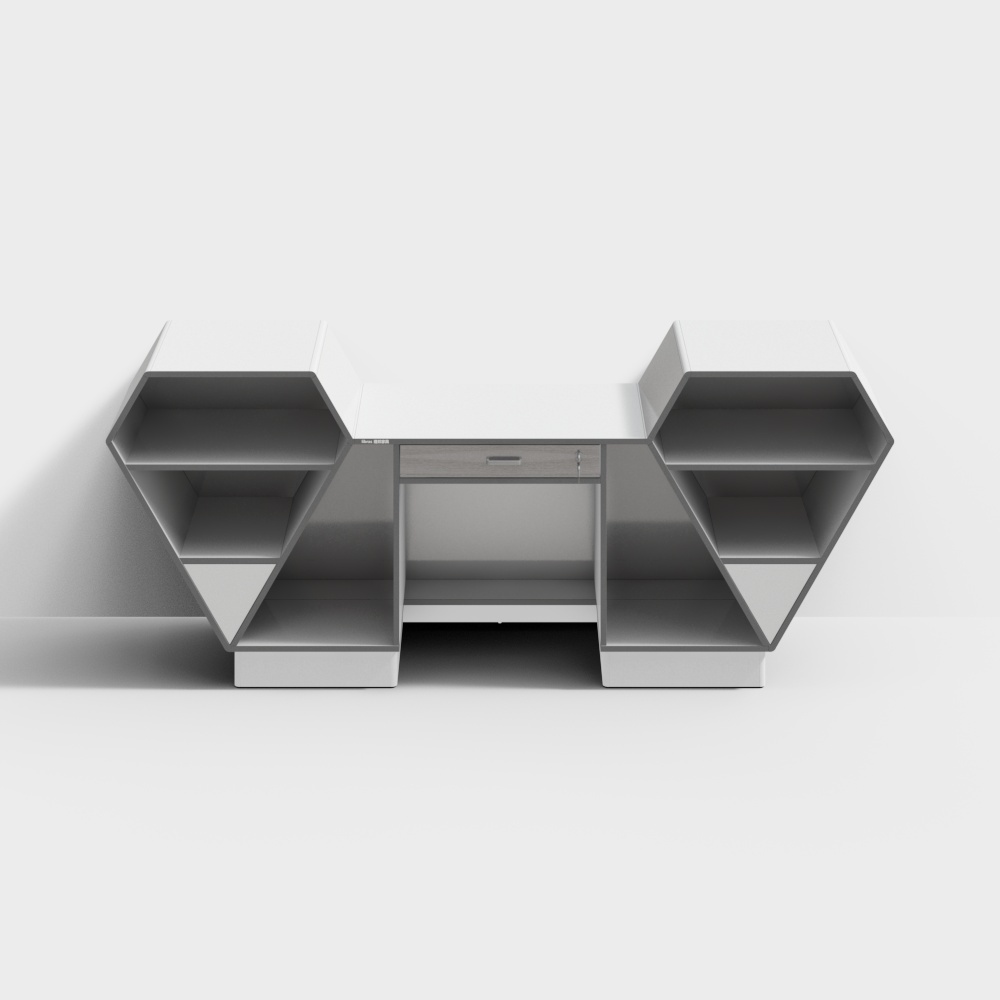 简约现代-XH01B-办公家具收银台柜台吧台前台接待台3D模型