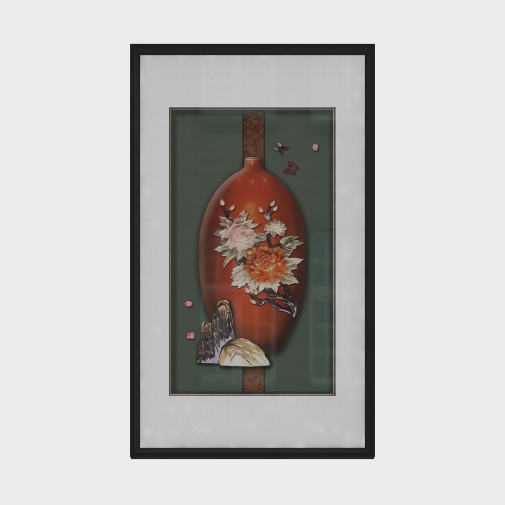 简上-新中式玉雕-玄关装饰画-平安富贵3D模型