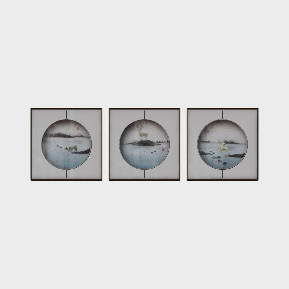 简上-新中式玉雕-客厅装饰画-福禄生财3D模型