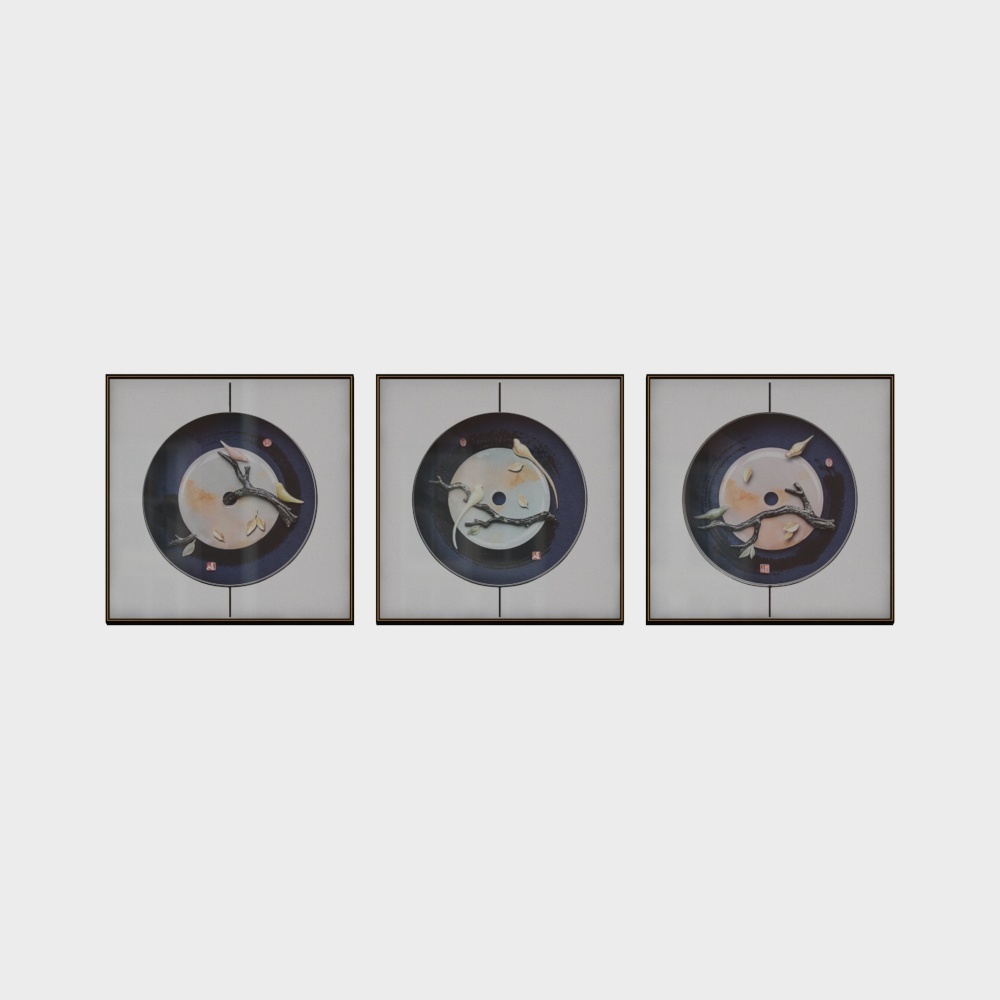  简上-新中式玉雕-客厅装饰画-圆满3D模型