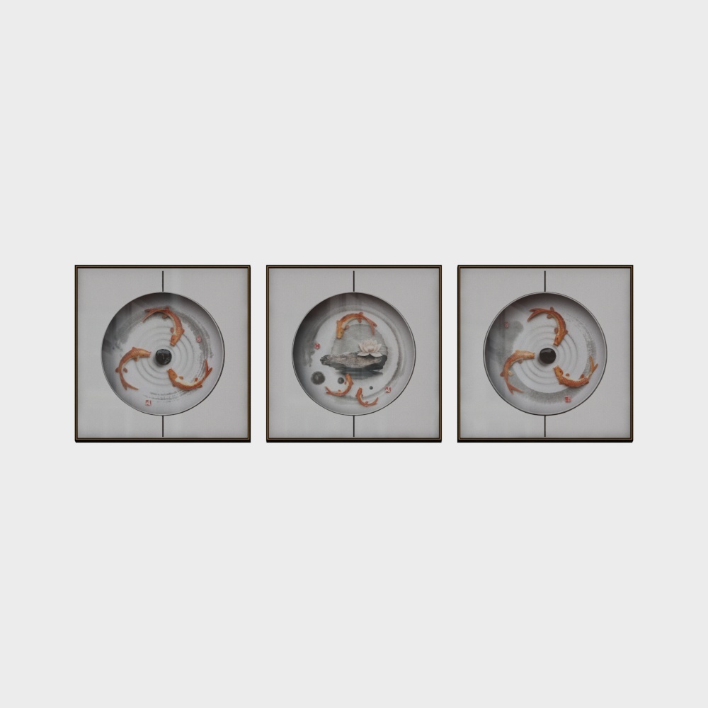 简上-新中式玉雕-客厅装饰画-时来运转3D模型