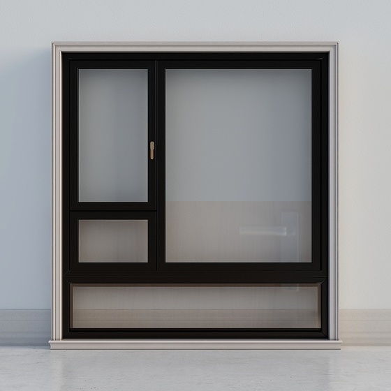 Modern Golden Casement Window 3D Model