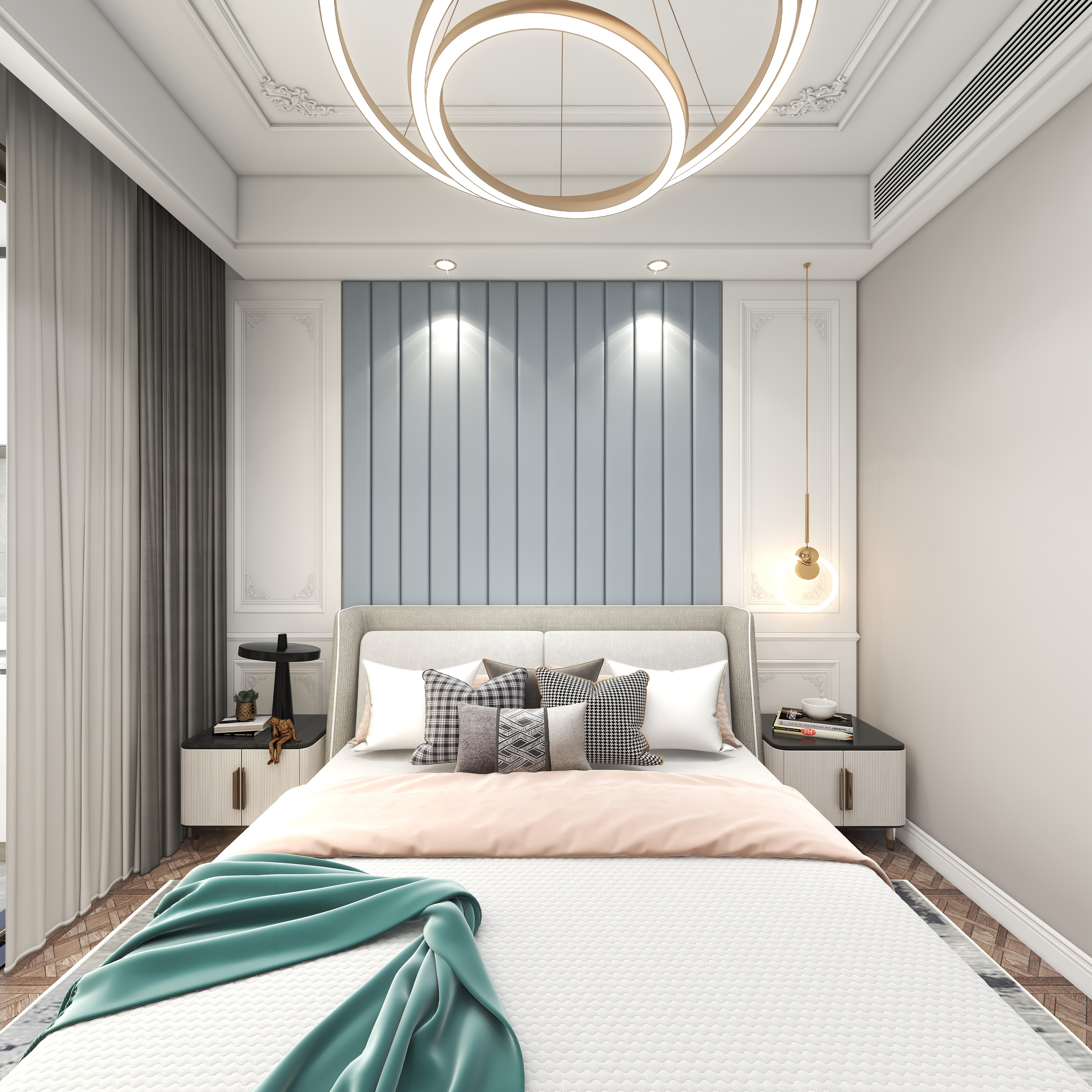 境屿丨无界筑造-『邂逅Abo』-130平方法式轻奢混搭四居一层父母房装修效果图第3张