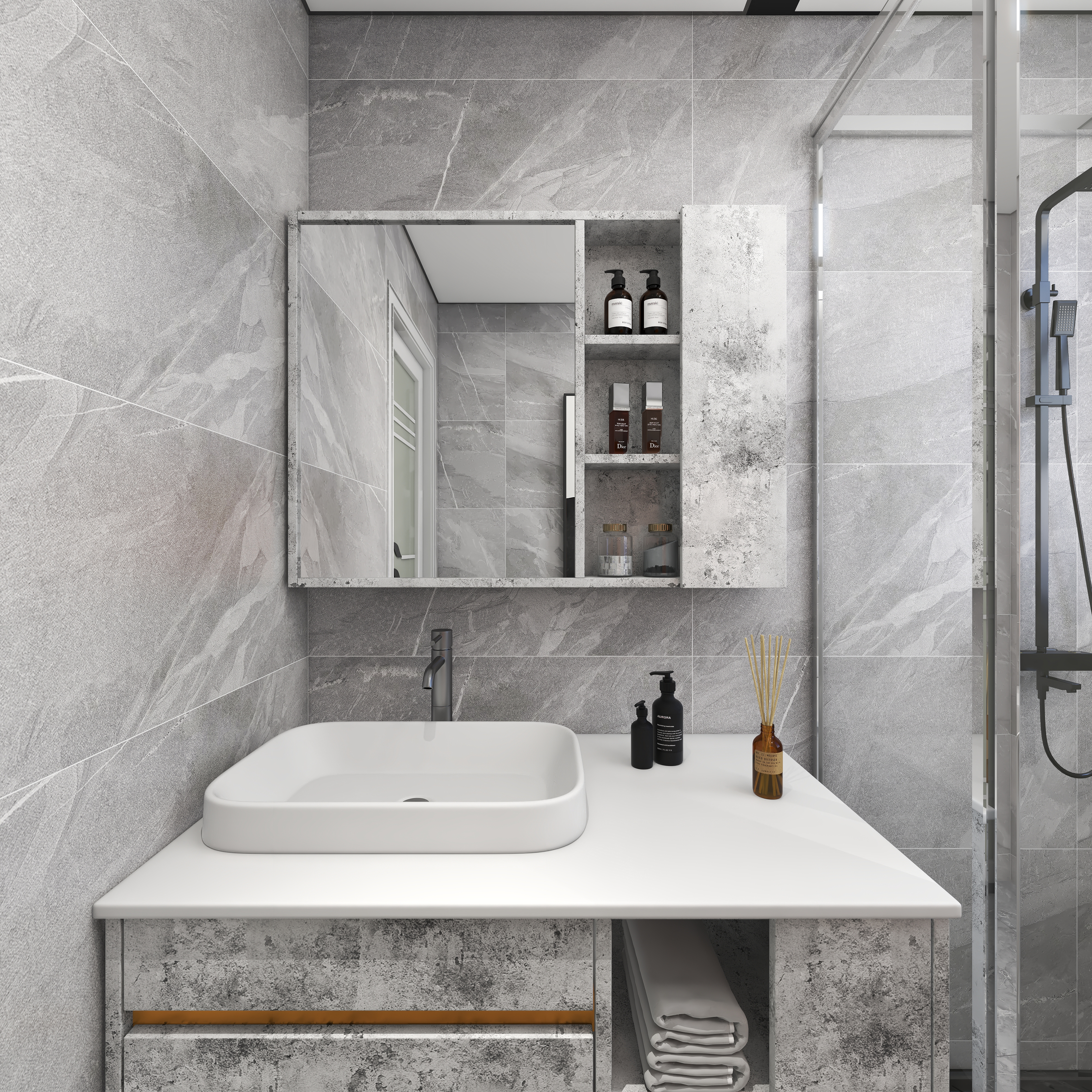 境屿丨无界筑造-『邂逅Abo』-130平方法式轻奢混搭四居一层主卫装修效果图第3张