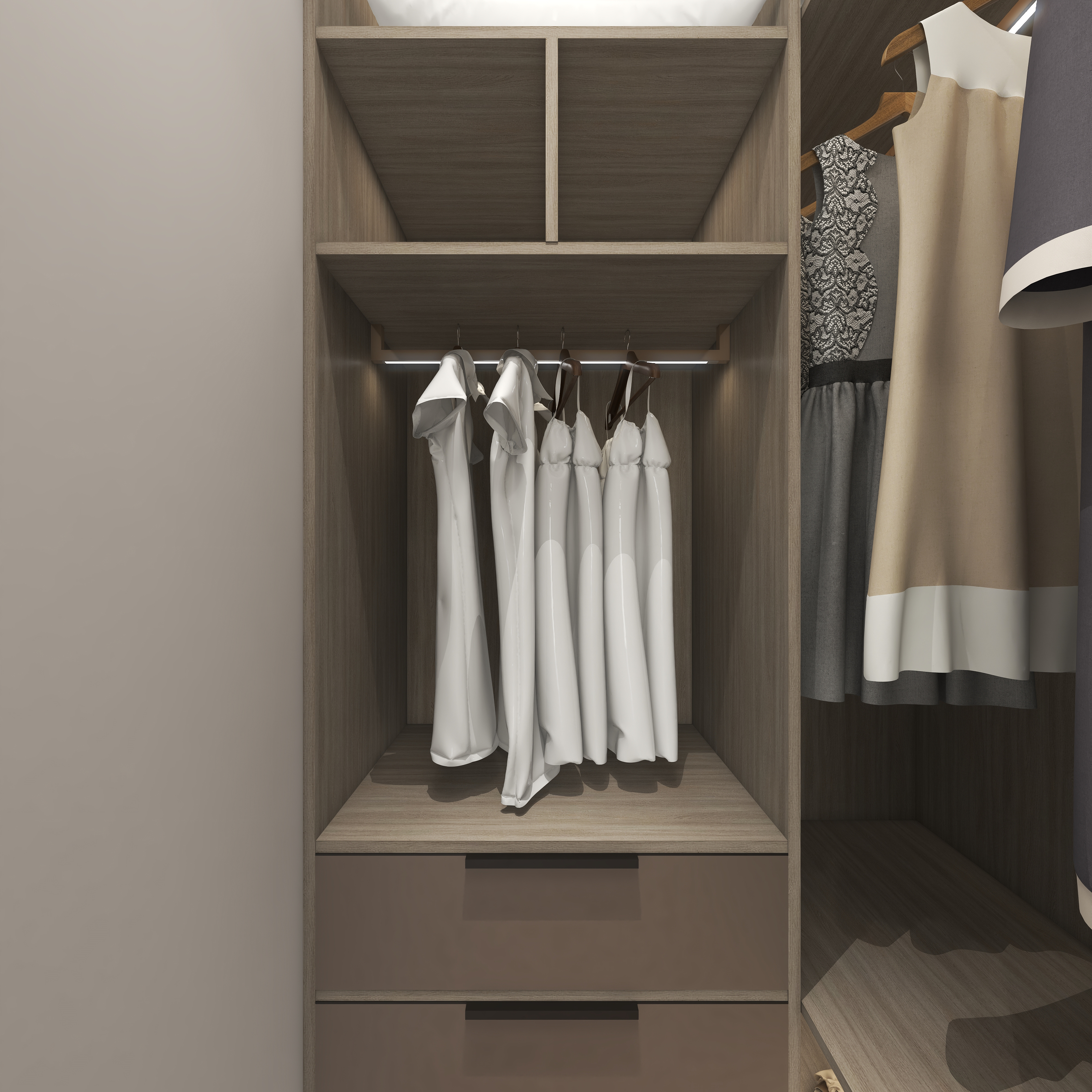 境屿丨无界筑造-『邂逅Abo』-130平方法式轻奢混搭四居一层衣帽间装修效果图第3张