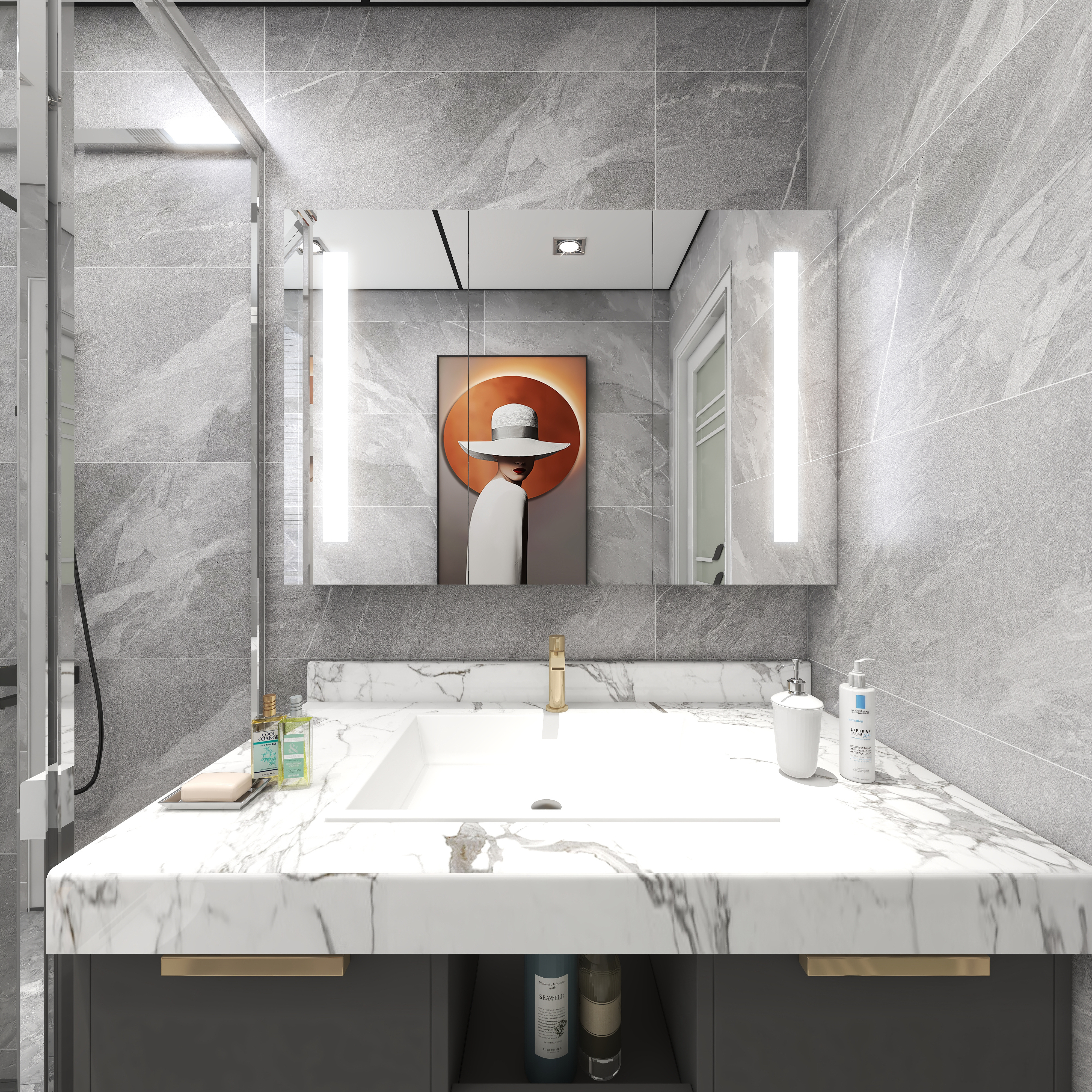 境屿丨无界筑造-『邂逅Abo』-130平方法式轻奢混搭四居一层客卫装修效果图第3张