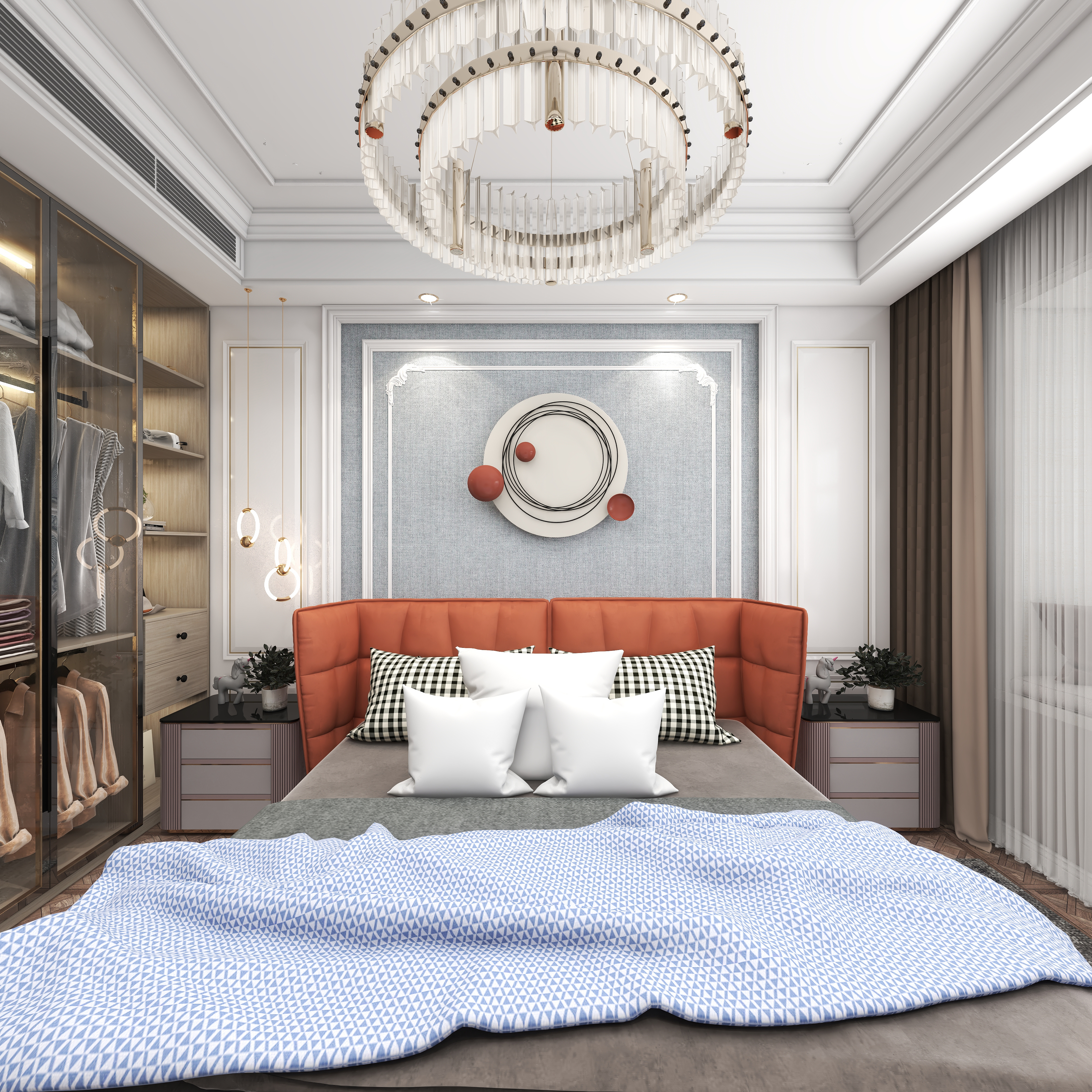 境屿丨无界筑造-『邂逅Abo』-130平方法式轻奢混搭四居一层主卧装修效果图第3张