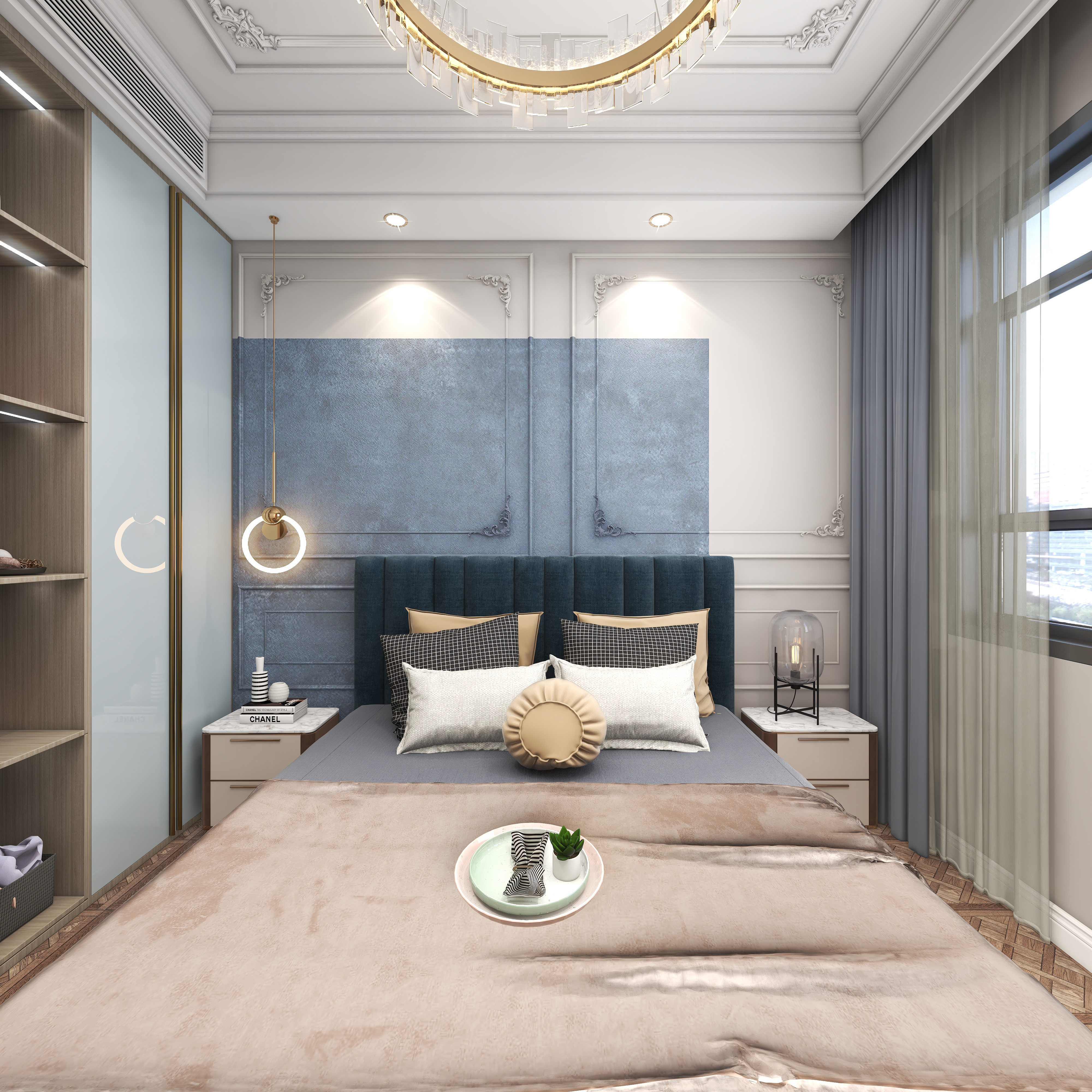 境屿丨无界筑造-『邂逅Abo』-130平方法式轻奢混搭四居一层“犬子”窝装修效果图第3张