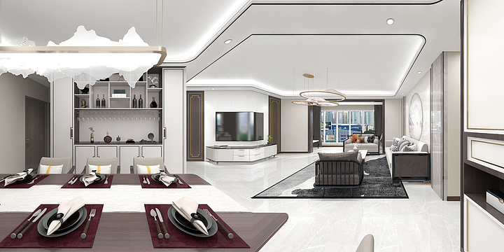 塑梧设计-[金控首府]-157方新中式全屋设计装修效果图