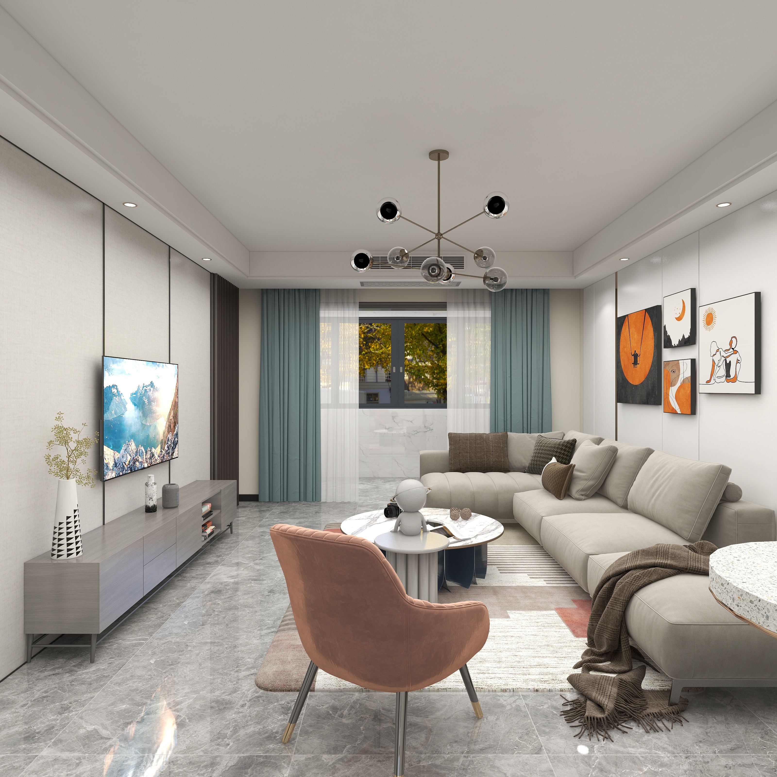 上善若鱼-沁乐佳苑现代与北欧137m²装修效果图