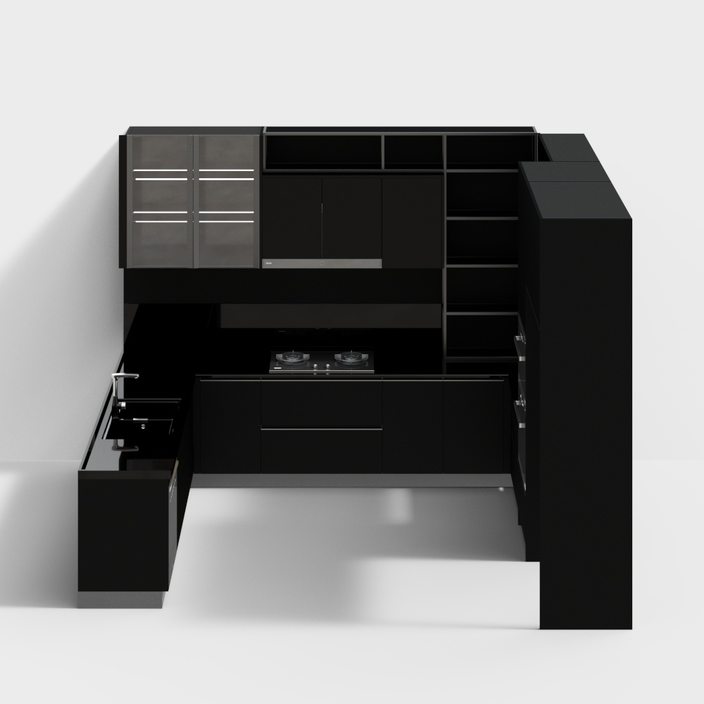 林海橱柜U型现代风格3D模型