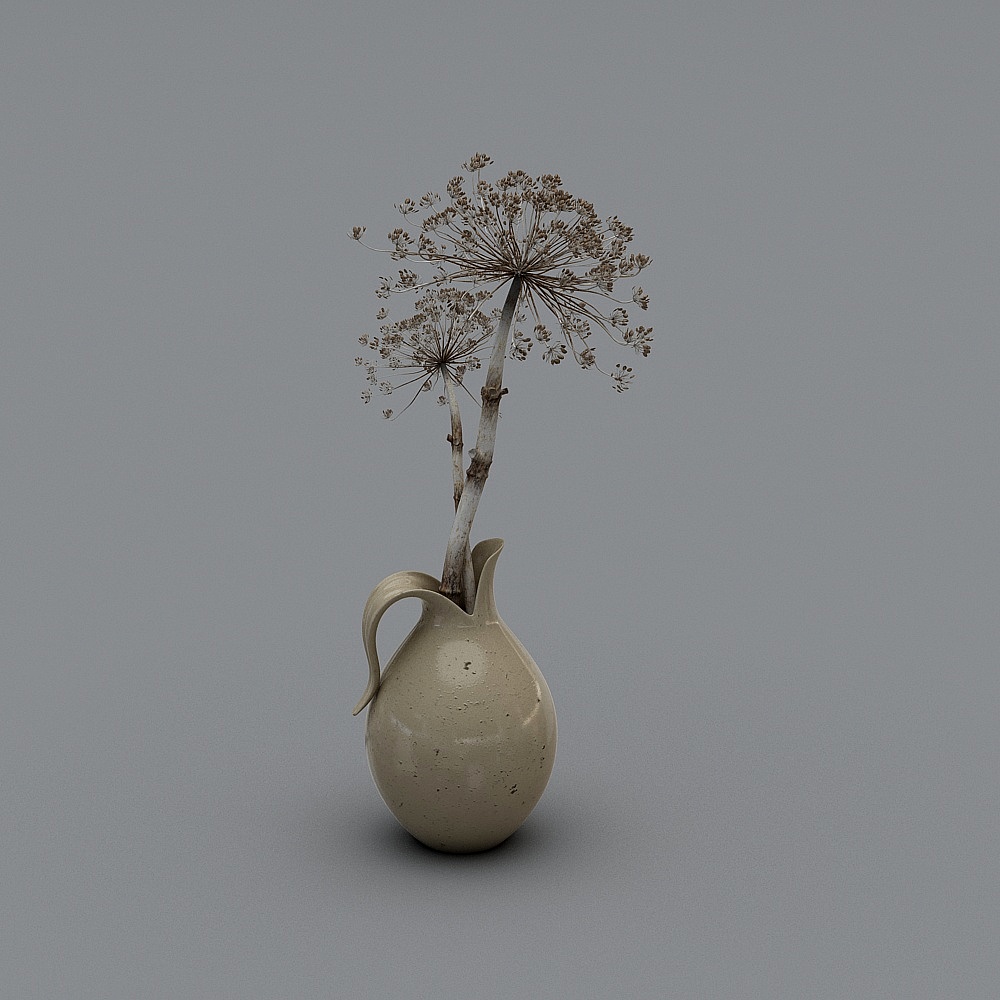 现代花瓶-3-花卉3D模型