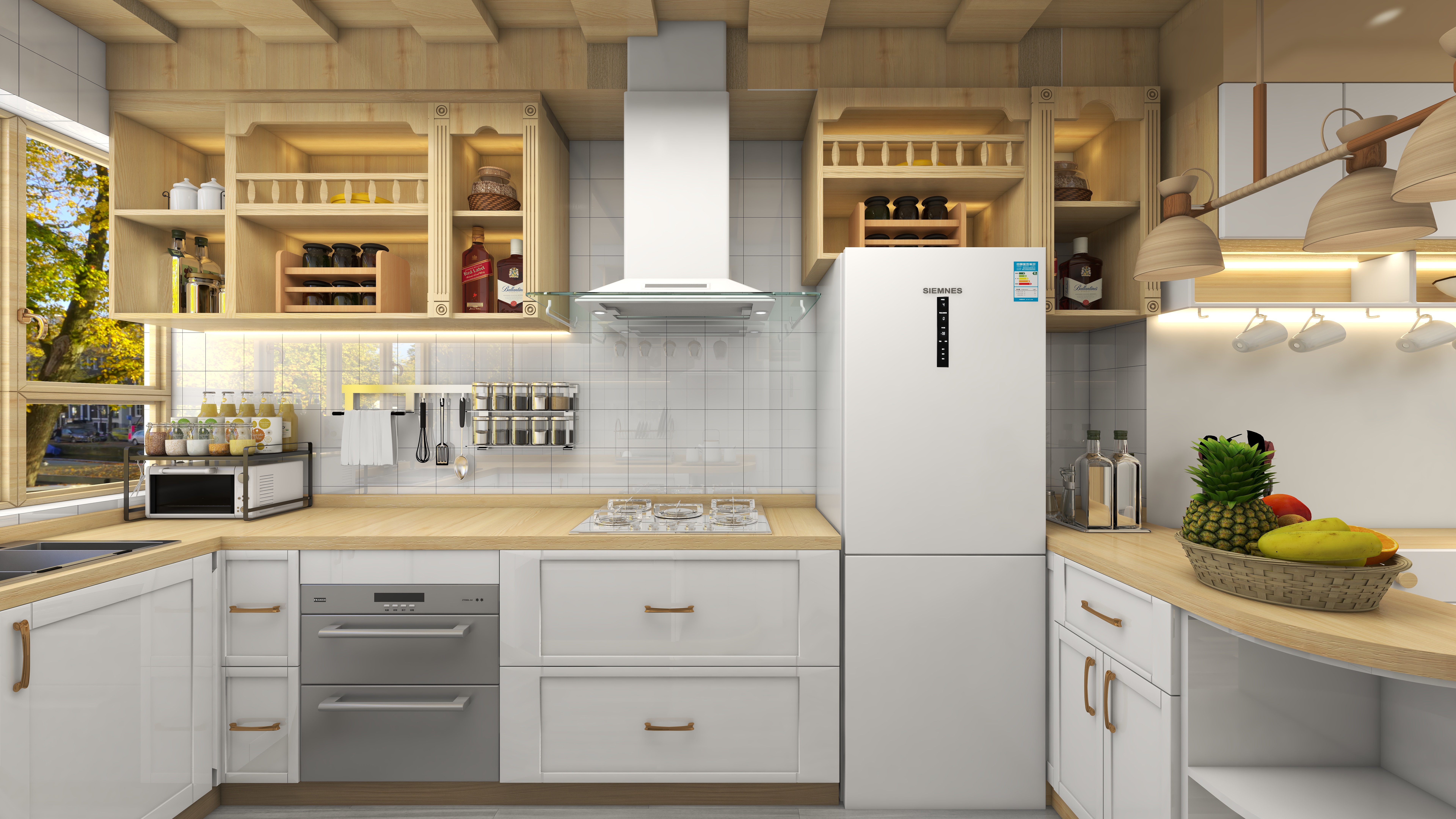 张亚兰-日式原木风格一层客餐厅装修效果图第1张