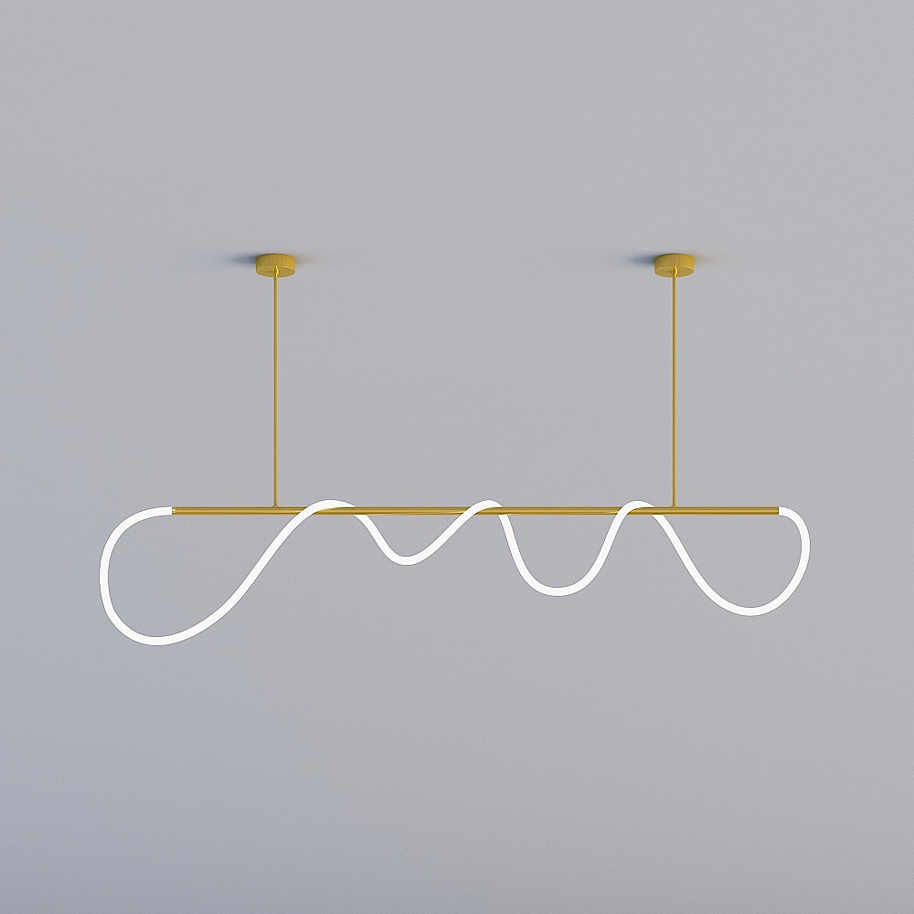 摩来「长条音律吊灯-2米」现代轻奢长条线条硅胶软管灯饰客厅样板房餐厅