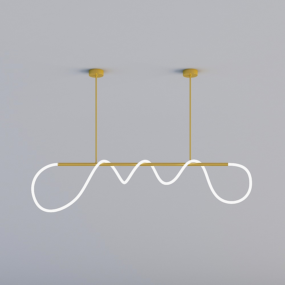 摩来「长条音律吊灯-1.5米」现代轻奢长条线条硅胶软管灯饰客厅样板房餐厅