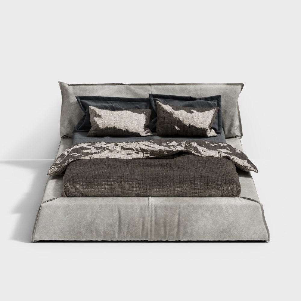 意大利 米洛提 Minotti 现代诧寂卧室双人床3D模型