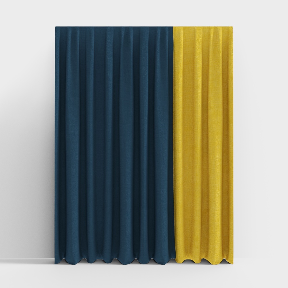 04.10蓝黄窗帘3D模型