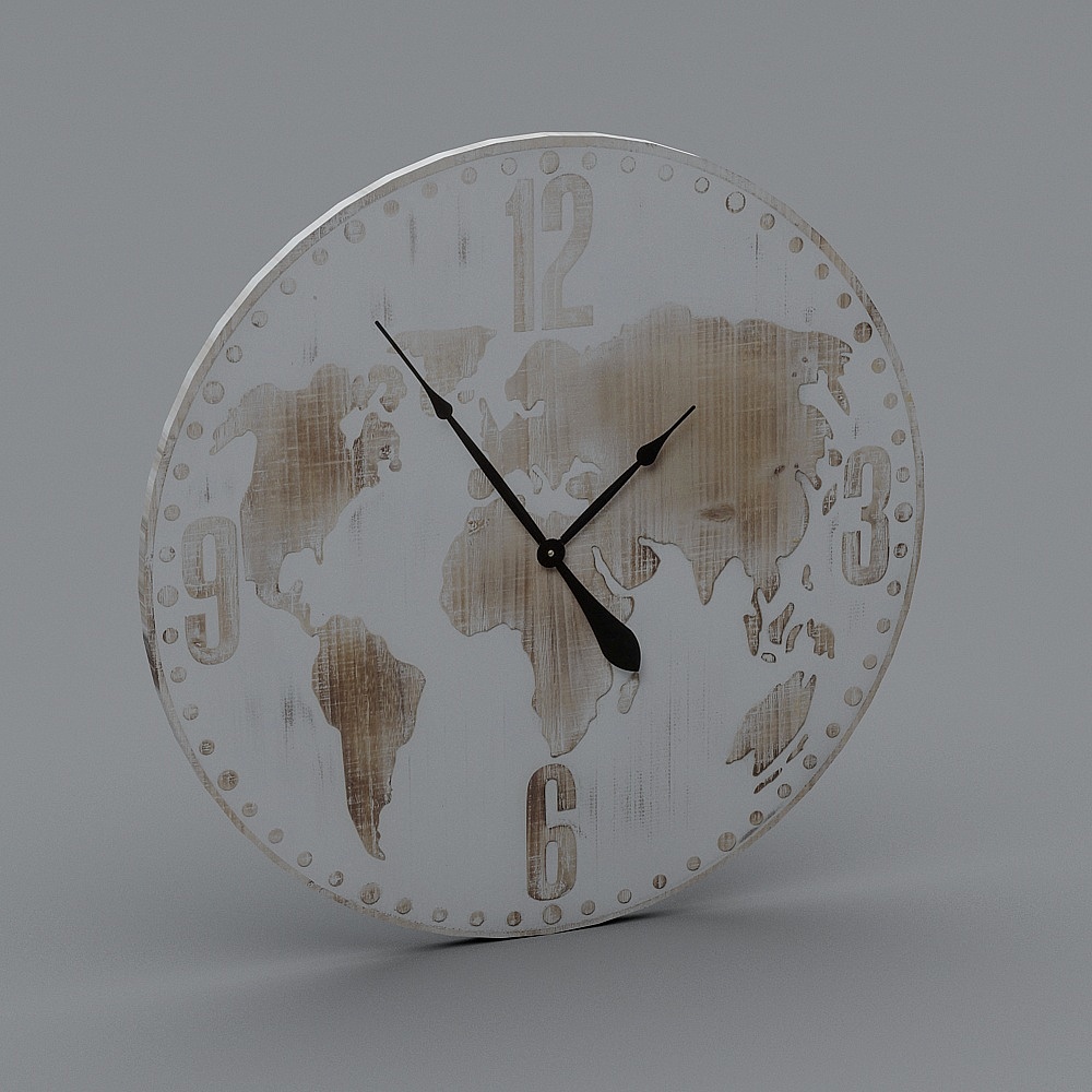 64522挂钟古董世界白色80cm 挂钟 钟表 日晷 SU模3D模型