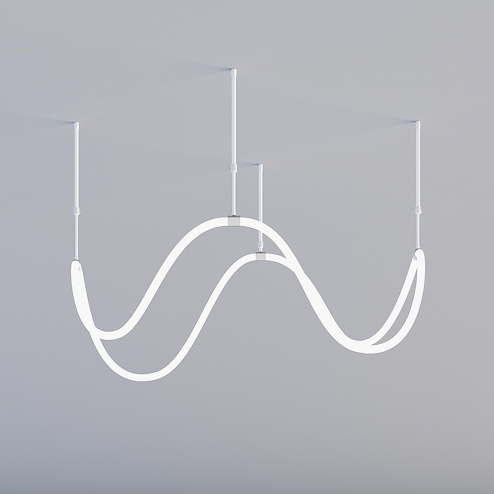 摩来「音律5米-4杆吊灯」现代简约长条自由垂挂线条硅胶软管灯饰客厅卧室