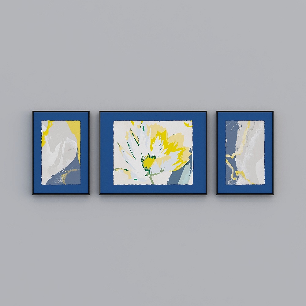 龙匠饰家-巴塞尔手撕工艺画-客厅装饰画-花开3D模型