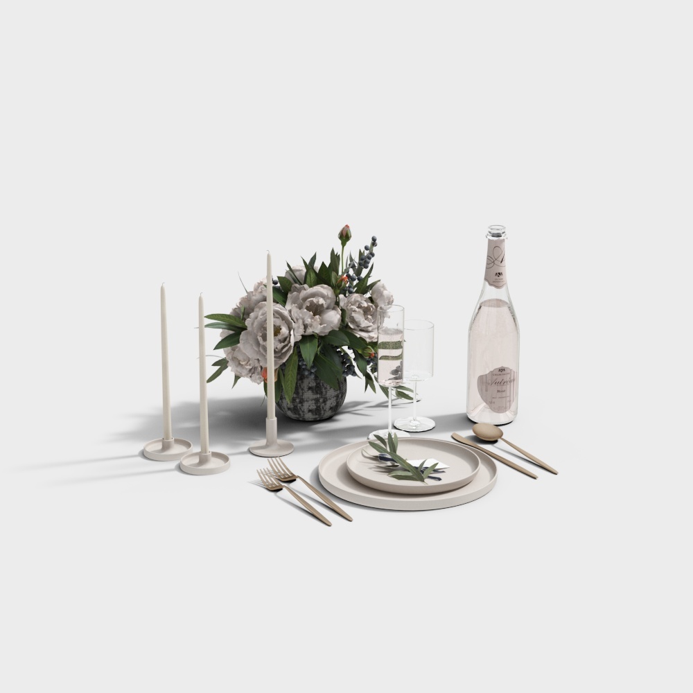 餐具摆设-2-餐具组合3D模型