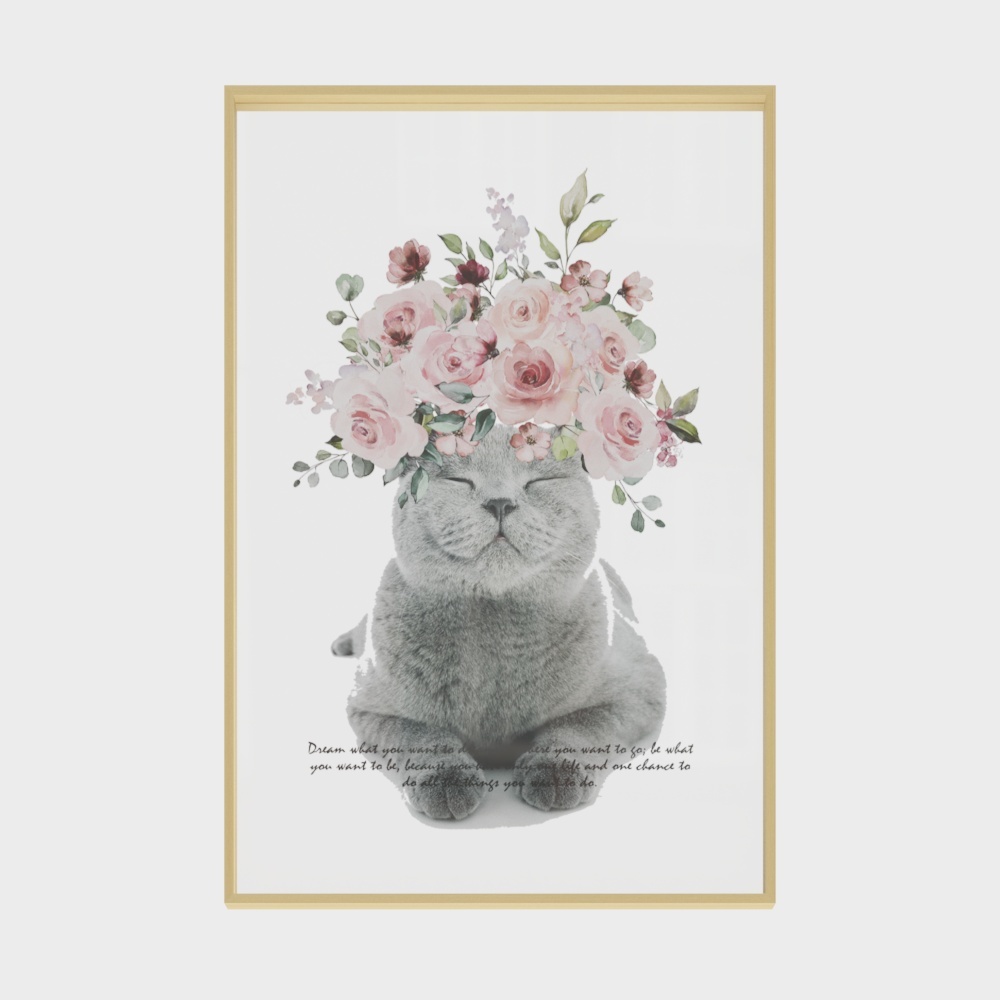 起贝 北欧雏菊猫咪装饰画客厅沙发透明画小清新花卉餐厅挂画壁画twhxd-tt-5