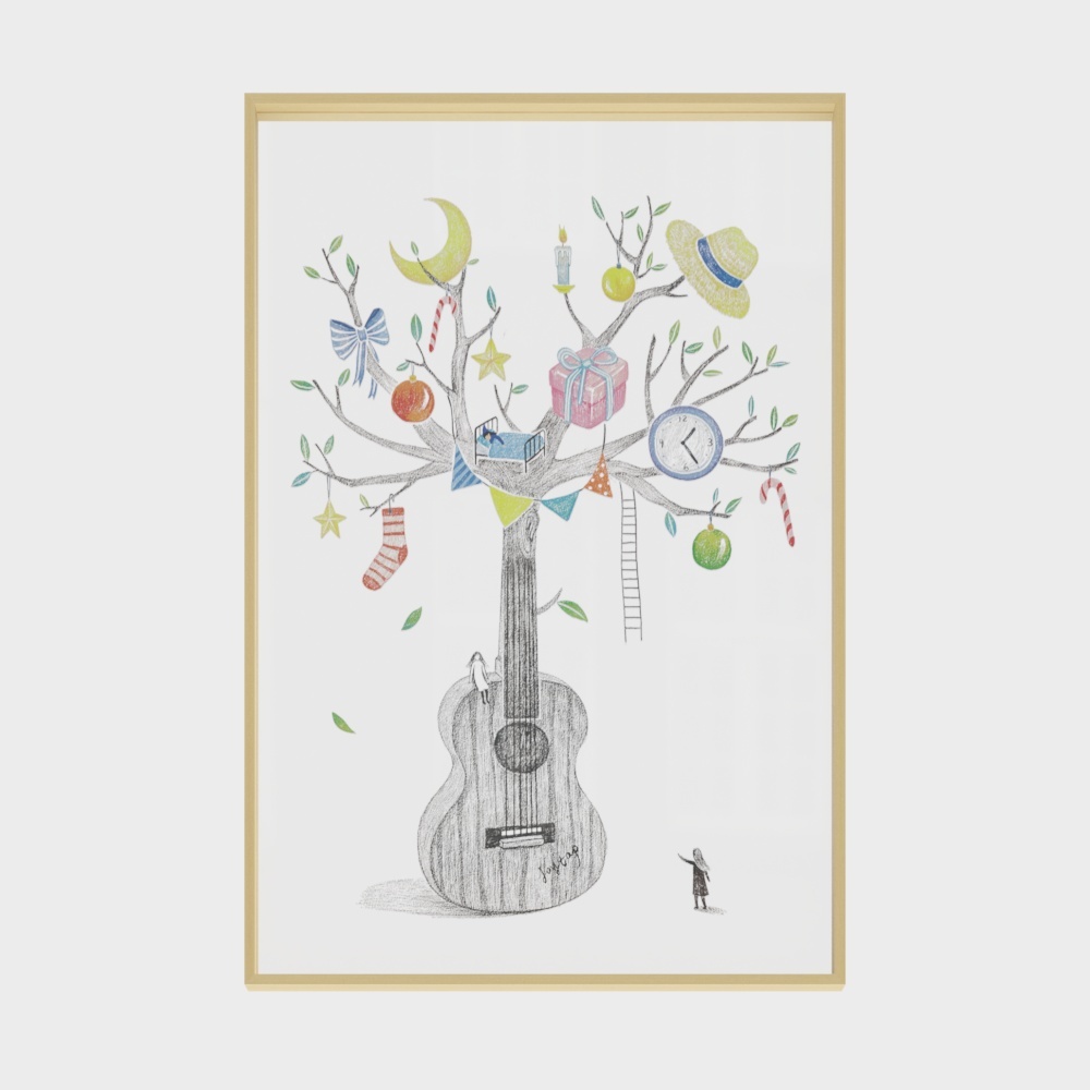 起贝 现代简约透明画黑白音乐房教室装饰画客厅吉他挂画创意壁画tqy244b-tt-13D模型