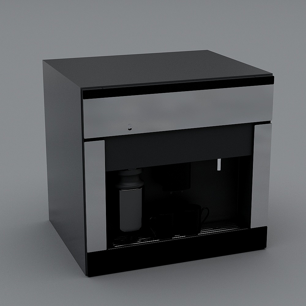 现代厨房嵌入式烤箱微波炉洗碗机组合1无灯光20113D模型