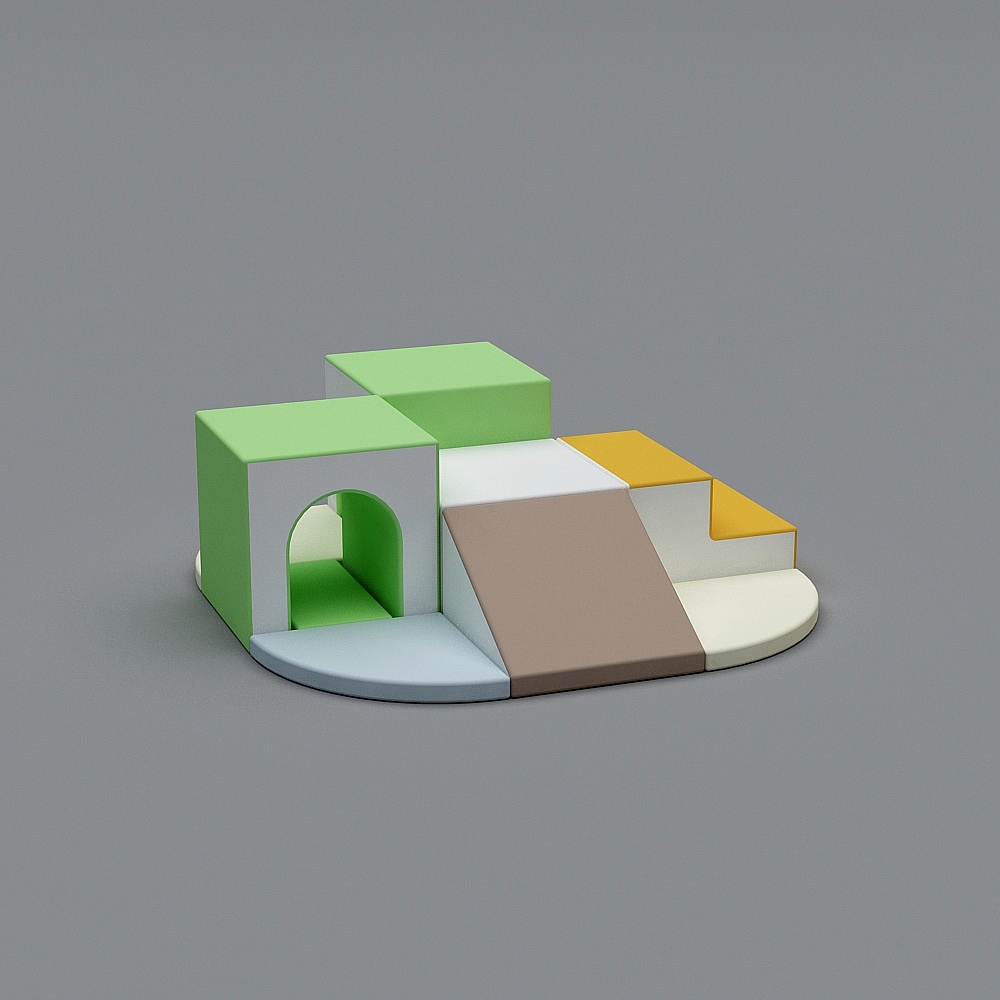 拱门和滑梯攀登垫-现代色3D模型
