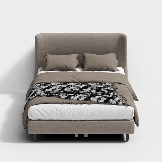 Zhida Home Modern Double Bed Frame 3D Model