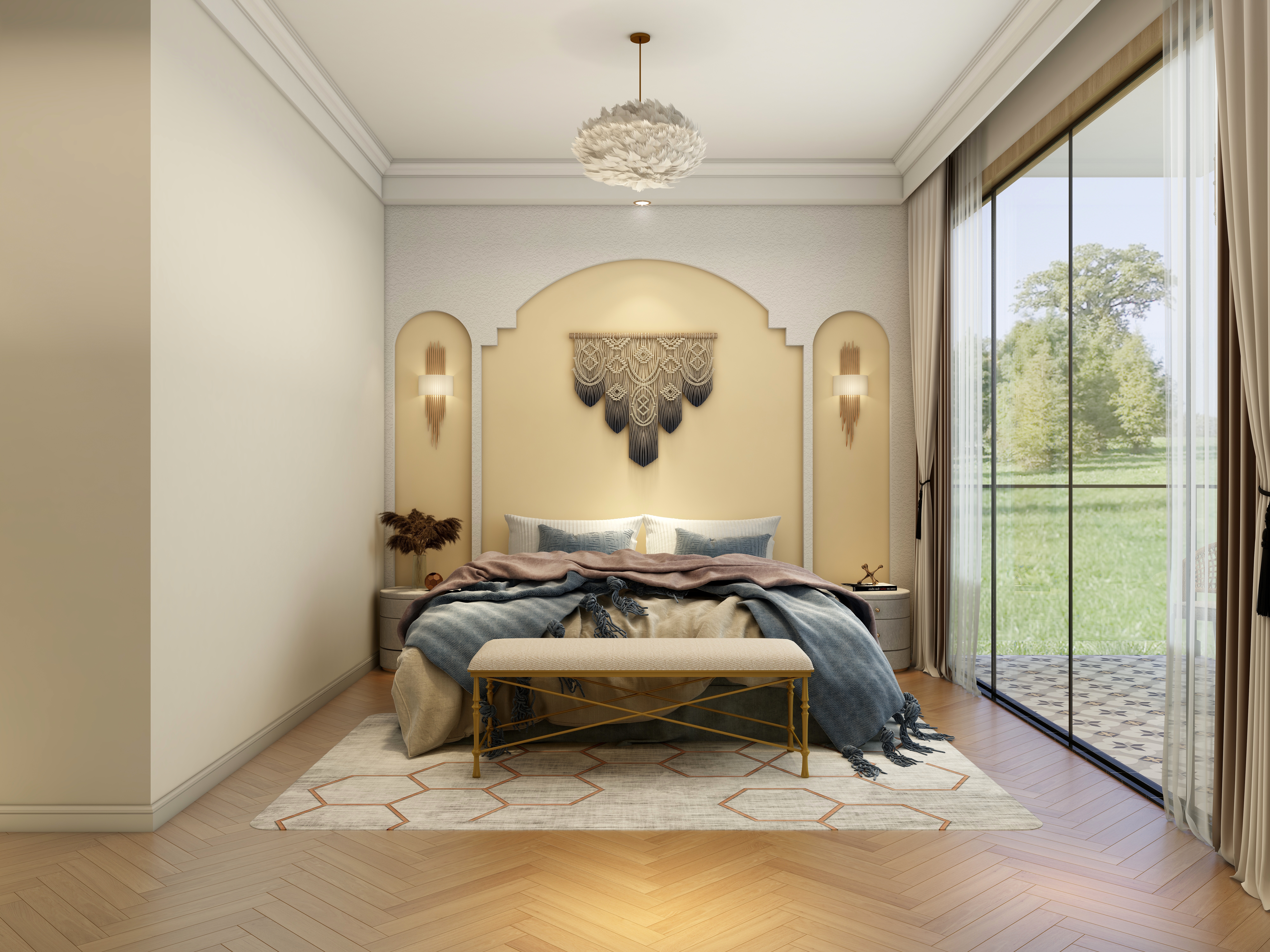 李立猛-混搭风别墅民宿设计二层客房2装修效果图第1张