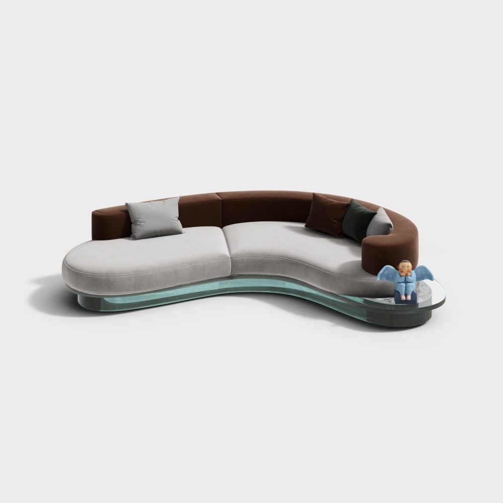 现代轻奢客厅-多人沙发3D模型